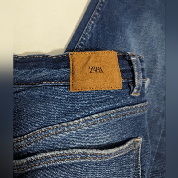 ZARA Ripped Frayed Hem Denim Jeans Adjustable Waistband Girls Size 13/14 - Picture 6 of 8